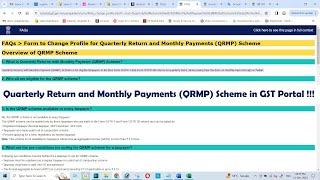 Quarterly Return and Monthly Payments (QRMP) Scheme in GST Portal !!!