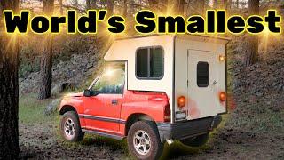 FIRST TIME - Camping In The WORLDS SMALLEST Truck Camper