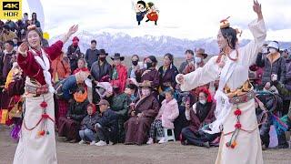 The Tibetan dance under the snow mountain is beautiful and cheerful!