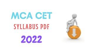 How to Download MCA CET Syllabus PDF from official CET Website/2022