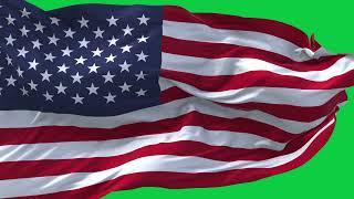 United States  Flag Waving | GREEN SCREEN & CHROMA MATTE