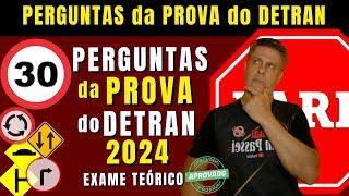 EXAME de LEGISLAÇÃO do DETRAN 2024. SIMULADO da PROVA TEÓRICA do DETRAN 2024. AULA do DETRAN 2024