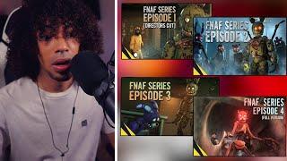 Horror Fan Reacts To FIVE NIGHTS AT FREDDY’S SERIES Episodes 1-4  | FNAF Animation
