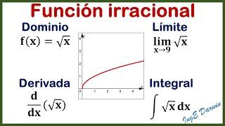Dominio, Rango, Límite, Derivada e Integral de una función irracional.