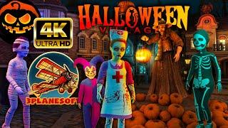 HALLOWEEN VILLAGE 4K 60 FPS: 1 Hour Spooky Video Screensaver with Music