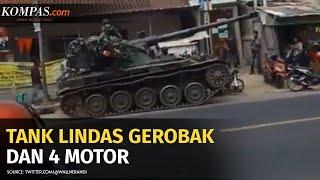 Tank Hilang Kendali, Lindas Gerobak dan 4 Motor di Bandung Barat