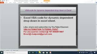 VBA code for dynamic dependent drop down or list in Excel