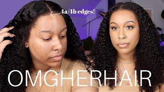 4a/4b CURLY EDGES HAIRLINE! | 13X6 CURLY HD LACE WIG | GLUELESS INSTALL! ft. OMGHERHAIR