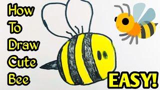 How to Draw a Bee Cute and Easy | Bee drawing step by step easy | How To Draw Bee