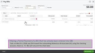 How Do I Make a Partial Payment of a Bill that Has Already Been Entered into QuickBooks Online?