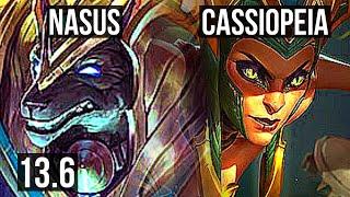 NASUS vs CASSIOPEIA (TOP) | 9/2/7, 1.2M mastery, 500+ games, Godlike | KR Diamond | 13.6