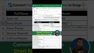 Excel PRO Tip:  SHORTEN Any List of Names with This Formula (REPLACE, FIND, LEFT)  #shorts