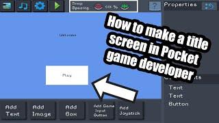 How to make a title screen in Pocket Game Developer