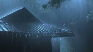 Teneke çatıda şiddetli yağmur ve olağanüstü gök gürültüsü sesleri ile stresin üstesinden gelin