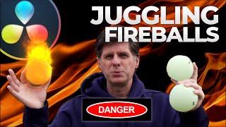 Juggling FIREBALLS, Tracking and Particles / Davinci Resolve Tutorial / Fusion