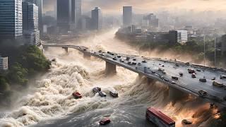North Korea right now! Streams of water sweep away Seoul, disastrous flooding