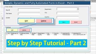 Fully Automated Data Entry User Form in Excel - Part 2 (Edit and Delete Records)