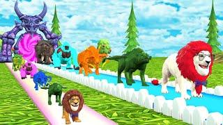 Paint Animals Duck,Tiger,Cow,Lion,Gorilla,Elephant,Dinosaur,Zebra Fountain Crossing Animal Game New