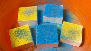 Blue & Yellow Holi Powder on Fresh Chalk