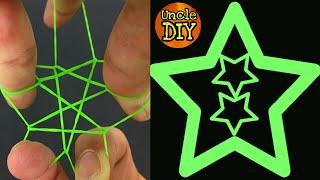 How to make a rubber band star, double stars, and triple stars with 1 rubber band trick.