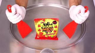 How to Make SOUR PATCH KIDS STRAWBERRY Ice Cream Rolls | ASMR (no talking)