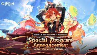 CONFIRMED Mavuika, Citlali, Arlecchino and Chlorinde in 5.3 - Genshin Impact 5.3 Special Program