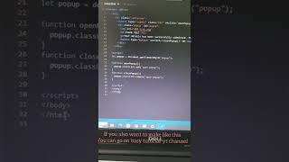 popup using html,css and js #easytutorials #shorts