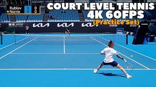 Andrey Rublev vs Cameron Norrie Court Level Practice Set | 2022 Aus Open (4K 60FPS)