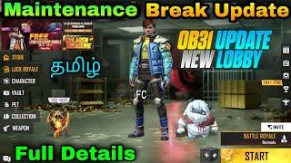 Freefire Maintenance Break OB31 Update Tamil Freefire New Maintenance Update in Tamil