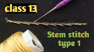 Class 13 : Maggam work// Aari work class 13 // How to stitch stem stitch on maggam
