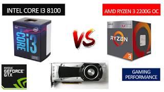 Ryzen 3 2200G Overclock OC (3.90ghz) vs i3 8100 (3.6ghz) - GTX 1070 8GB - Benchmarks Comparison