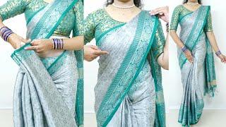 Easy step by step saree draping with perfect pleats for beginners | saree draping tutorial