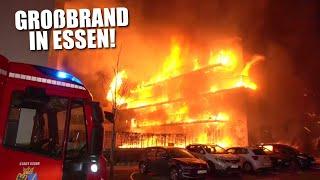 [GROßBRAND: RIESIGES FLAMMENINFERNO!] - Wohnkomplex in Vollbrand ~ Großalarm der Feuerwehr Essen -