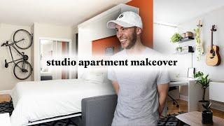 300 Sq Ft Studio Apartment Makeover | Murphy Bed Turned Sofa!