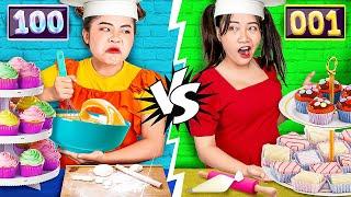 1 Vs 100 Food Challenge... Baby Doll And Friends Make Cupcakes Challenge