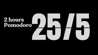 Pomodoro 25/5 - 2 Hours (no music)(bell ring) Black and White Timer