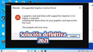 OpenGL 3.3 Error al ejecutar Blender u otros programas solución definitiva 2021