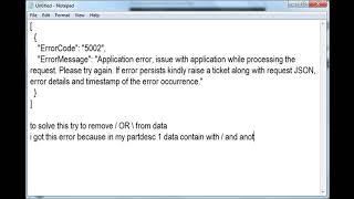 Error Code 5002 Application error, issue with application while processing the request.
