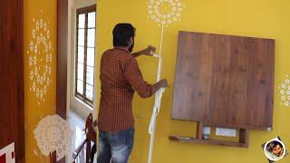 Asian paints wall stencil design on interior living wall