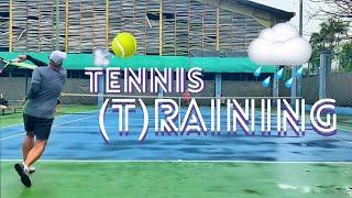 Tennis in the rain. ASMR heavy ball hitting  Latihan tennis