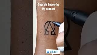 DIY How to make Alpha Omega symbol tattoo by pen| #viral #trending #short #shorts