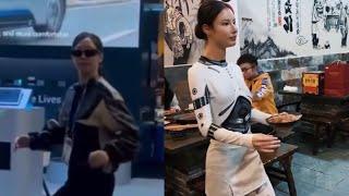Woman Walking Like Robot, Robot Waitress Qin and Home Depot Robot Dude