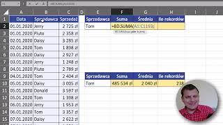 Excel - Wprowadzenie do funkcji bazodanowych | Kurs Excel SuperHero 7.1