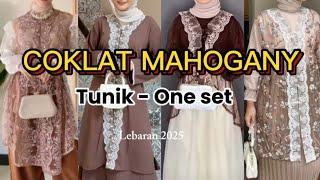 Shopee haul Baju Lebaran 2025 Tunic One set Trend color Mahogany Brown