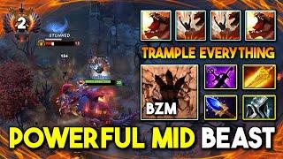 POWERFUL MID By Bzm Primal Beast Aghs Scepter + Radiance DPS Burn Trample Everything 7.35d DotA 2