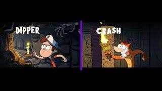 Bandicoot Falls and Gravity Falls side by side