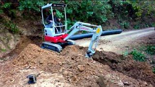 Installing a Culvert Pipe with a Mini Excavator - Takeuchi TB217R