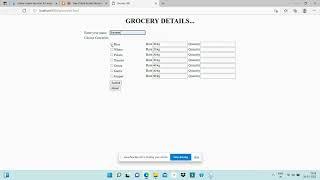 Simple Grocery Bill Using HTML And PHP