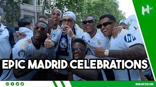 AMAZING scenes as Real Madrid celebrate winning Champions League & La Liga 