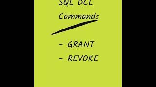 SQL DCL Commands #data #sqlserver #sql #concept #techshorts #sqlquery #interview #job